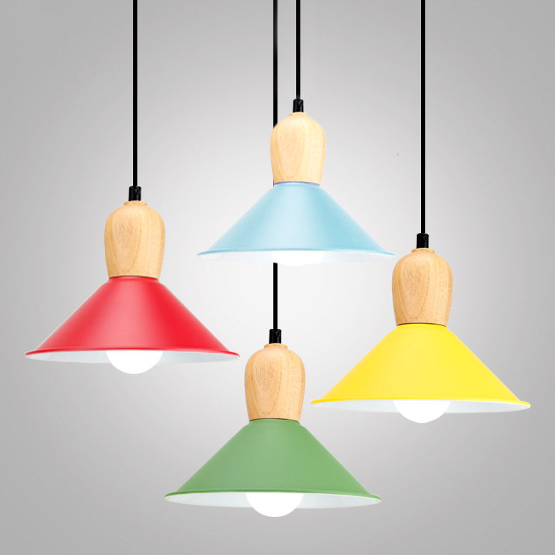 Kindergarten Pyramid Ceiling Pendant Light Aluminum 1 Light Bright-Colored Hanging Lamp Clearhalo 'Ceiling Lights' 'Modern Pendants' 'Modern' 'Pendant Lights' 'Pendants' Lighting' 126852