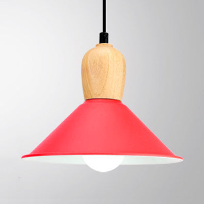 Kindergarten Pyramid Ceiling Pendant Light Aluminum 1 Light Bright-Colored Hanging Lamp Red Clearhalo 'Ceiling Lights' 'Modern Pendants' 'Modern' 'Pendant Lights' 'Pendants' Lighting' 126854