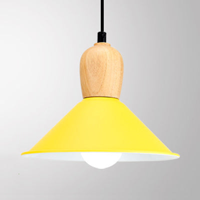 Kindergarten Pyramid Ceiling Pendant Light Aluminum 1 Light Bright-Colored Hanging Lamp Yellow Clearhalo 'Ceiling Lights' 'Modern Pendants' 'Modern' 'Pendant Lights' 'Pendants' Lighting' 126857