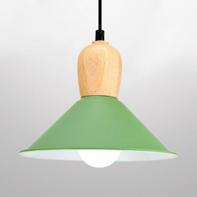 Kindergarten Pyramid Ceiling Pendant Light Aluminum 1 Light Bright-Colored Hanging Lamp Green Clearhalo 'Ceiling Lights' 'Modern Pendants' 'Modern' 'Pendant Lights' 'Pendants' Lighting' 126859