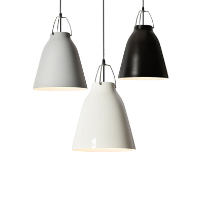 Simple Stylish Monochrome Pendant Light Bucket Shade 8/16 Inch Wide 1 Bulb Aluminum Hanging Light for Kitchen Clearhalo 'Ceiling Lights' 'Modern Pendants' 'Modern' 'Pendant Lights' 'Pendants' Lighting' 126871