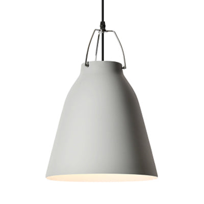 Simple Stylish Monochrome Pendant Light Bucket Shade 8/16 Inch Wide 1 Bulb Aluminum Hanging Light for Kitchen Grey Clearhalo 'Ceiling Lights' 'Modern Pendants' 'Modern' 'Pendant Lights' 'Pendants' Lighting' 126877
