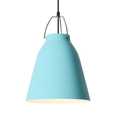 Candy Colored Bucket Hanging Light 1 Light Macaron Aluminum Pedant Light in Dark Blue/Light Blue/Pink for Office Kitchen Light Blue Clearhalo 'Ceiling Lights' 'Modern Pendants' 'Modern' 'Pendant Lights' 'Pendants' Lighting' 126883