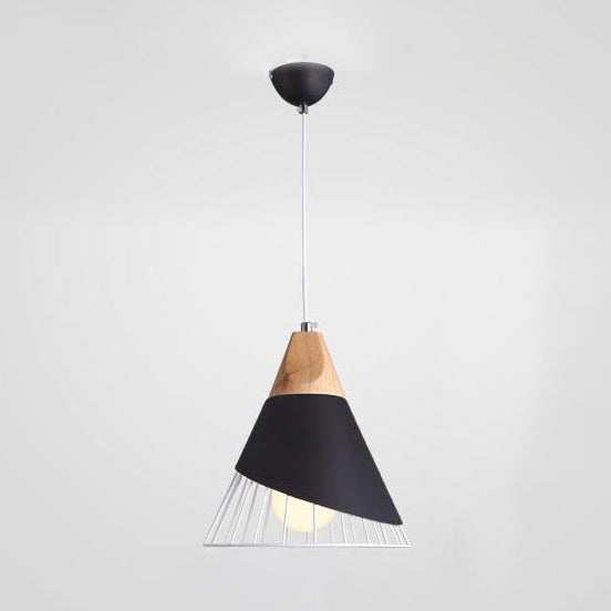 12"/14" Wide Single Bulb Cone Pendant Light with Iron Wire Modern Metallic Hanging Lamp for Balcony Bar Black Clearhalo 'Ceiling Lights' 'Modern Pendants' 'Modern' 'Pendant Lights' 'Pendants' Lighting' 126887