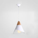 12"/14" Wide Single Bulb Cone Pendant Light with Iron Wire Modern Metallic Hanging Lamp for Balcony Bar White Clearhalo 'Ceiling Lights' 'Modern Pendants' 'Modern' 'Pendant Lights' 'Pendants' Lighting' 126889