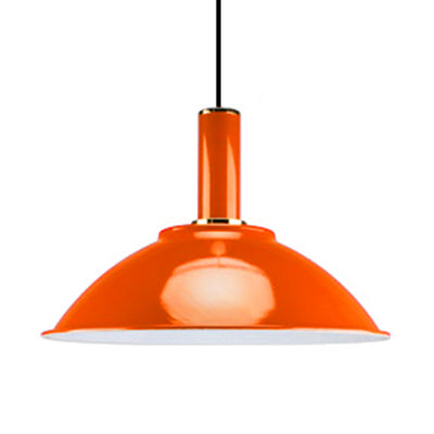 Contemporary Shallow Bowl Hanging Lamp Aluminum Bright Colored Pendant Light in Blue/Green/Orange/Red/Yellow for Market Shop Orange Clearhalo 'Ceiling Lights' 'Modern Pendants' 'Modern' 'Pendant Lights' 'Pendants' Lighting' 126931