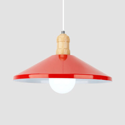 One Head Coolie Shade Pendant Light Contemporary Metal Hanging Lamp for Kitchen Dining Room Red Clearhalo 'Ceiling Lights' 'Modern Pendants' 'Modern' 'Pendant Lights' 'Pendants' Lighting' 126951