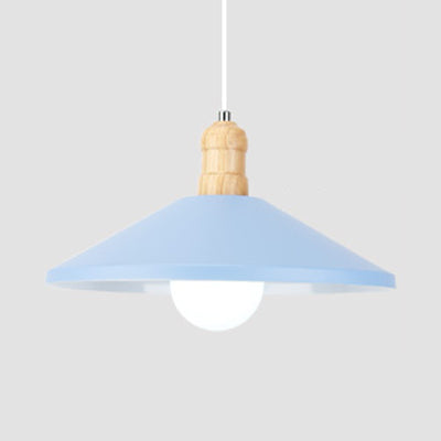 One Head Coolie Shade Pendant Light Contemporary Metal Hanging Lamp for Kitchen Dining Room Blue Clearhalo 'Ceiling Lights' 'Modern Pendants' 'Modern' 'Pendant Lights' 'Pendants' Lighting' 126952