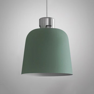 Metal Bucket Shade Hanging Light Single Light Nordic Pendant Lighting in Blue/Green/Pink for Restaurant Dining Room Green 11.5" Clearhalo 'Ceiling Lights' 'Modern Pendants' 'Modern' 'Pendant Lights' 'Pendants' Lighting' 126976