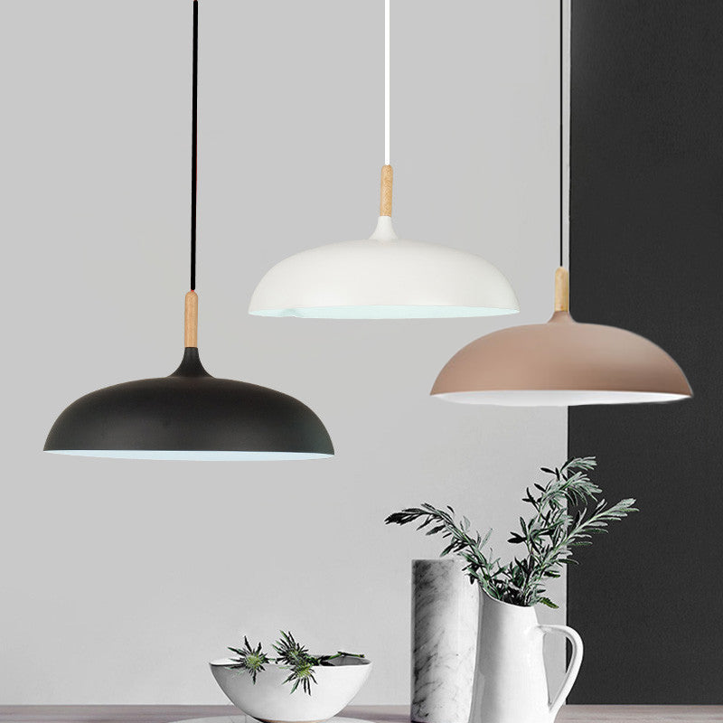 Contemporary Suspension Light Saucer Shape 1 Light Aluminum Black/Coffee/White Pendant Lamp for Restaurant Hotel Clearhalo 'Ceiling Lights' 'Modern Pendants' 'Modern' 'Pendant Lights' 'Pendants' Lighting' 126990