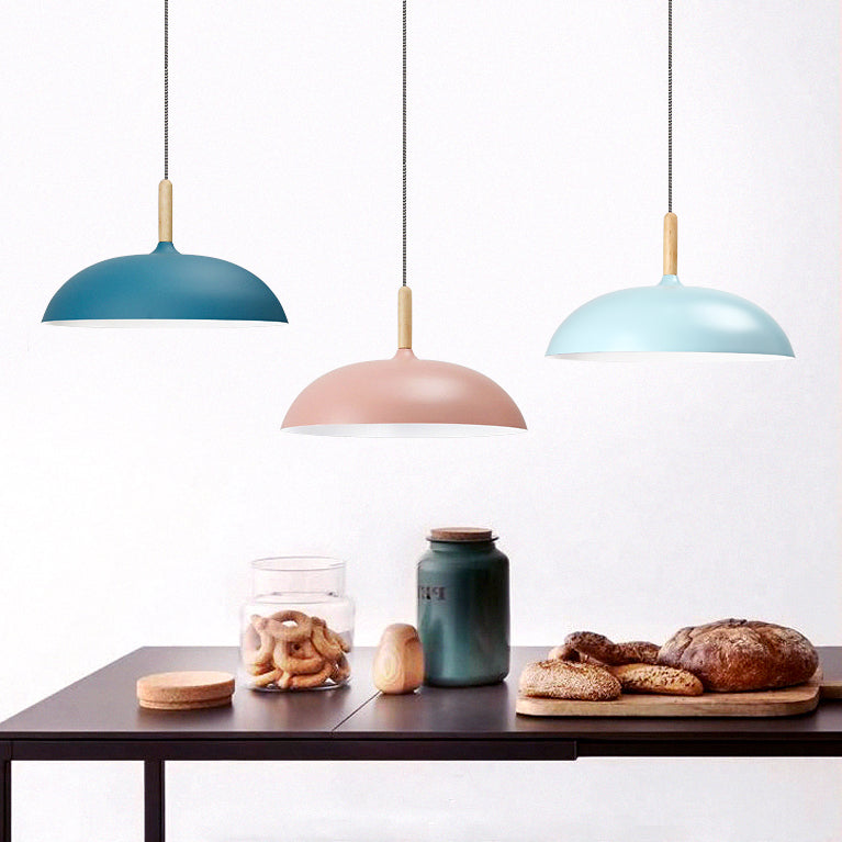 Candy Colored Saucer Ceiling Pendant Light 1 Light 14"/18" W Nordic Aluminum Hanging Light for Office Clearhalo 'Ceiling Lights' 'Modern Pendants' 'Modern' 'Pendant Lights' 'Pendants' Lighting' 126994