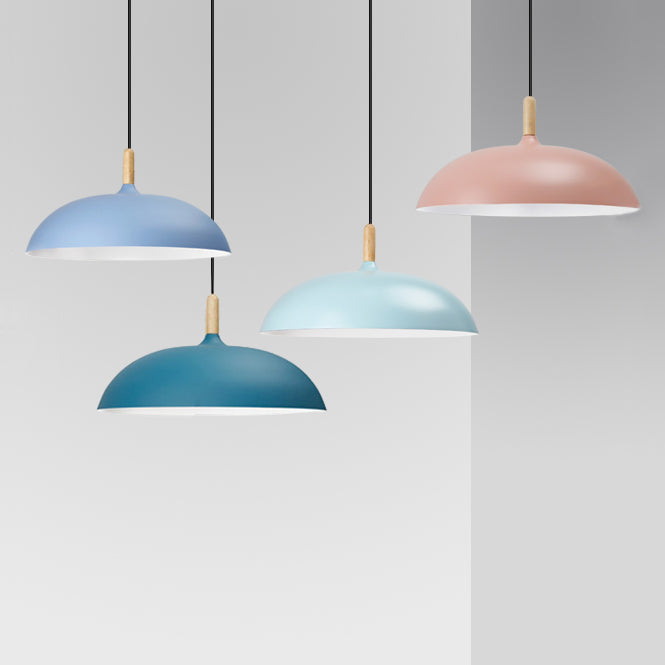 Candy Colored Saucer Ceiling Pendant Light 1 Light 14"/18" W Nordic Aluminum Hanging Light for Office Clearhalo 'Ceiling Lights' 'Modern Pendants' 'Modern' 'Pendant Lights' 'Pendants' Lighting' 126995