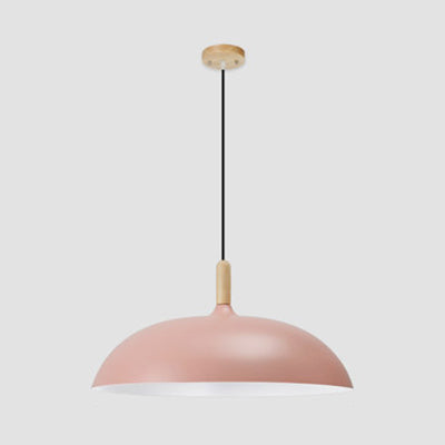 Candy Colored Saucer Ceiling Pendant Light 1 Light 14"/18" W Nordic Aluminum Hanging Light for Office Pink Clearhalo 'Ceiling Lights' 'Modern Pendants' 'Modern' 'Pendant Lights' 'Pendants' Lighting' 126997