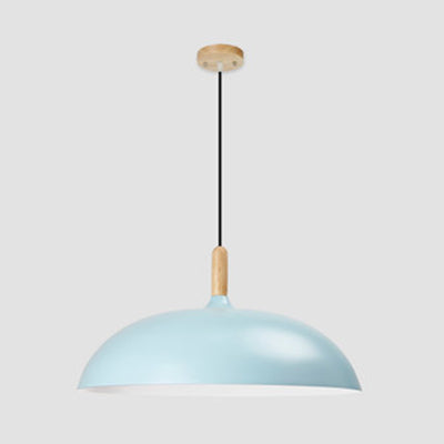 Candy Colored Saucer Ceiling Pendant Light 1 Light 14"/18" W Nordic Aluminum Hanging Light for Office Light Blue Clearhalo 'Ceiling Lights' 'Modern Pendants' 'Modern' 'Pendant Lights' 'Pendants' Lighting' 127001