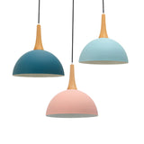 Bowl Shade Living Room Hanging Lamp Aluminum Single Bulb Macaron Dark Blue/Light Blue/Pink Pendant Lighting Clearhalo 'Ceiling Lights' 'Modern Pendants' 'Modern' 'Pendant Lights' 'Pendants' Lighting' 127079