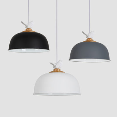 Nordic Hemispherical Hanging Pendant Light 1 Light Aluminum Suspension Light with Bird for Balcony Clearhalo 'Ceiling Lights' 'Modern Pendants' 'Modern' 'Pendant Lights' 'Pendants' Lighting' 127100