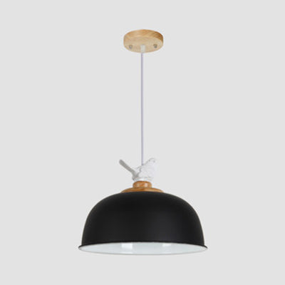 Nordic Hemispherical Hanging Pendant Light 1 Light Aluminum Suspension Light with Bird for Balcony Black Clearhalo 'Ceiling Lights' 'Modern Pendants' 'Modern' 'Pendant Lights' 'Pendants' Lighting' 127102