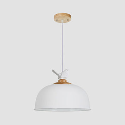 Nordic Hemispherical Hanging Pendant Light 1 Light Aluminum Suspension Light with Bird for Balcony White Clearhalo 'Ceiling Lights' 'Modern Pendants' 'Modern' 'Pendant Lights' 'Pendants' Lighting' 127104