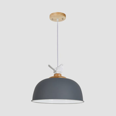 Nordic Hemispherical Hanging Pendant Light 1 Light Aluminum Suspension Light with Bird for Balcony Grey Clearhalo 'Ceiling Lights' 'Modern Pendants' 'Modern' 'Pendant Lights' 'Pendants' Lighting' 127106