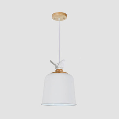 Contemporary Empire Shade Hanging Light with Bird Aluminum 1 Bulb Pendant Lamp for Porch White Clearhalo 'Ceiling Lights' 'Modern Pendants' 'Modern' 'Pendant Lights' 'Pendants' Lighting' 127111