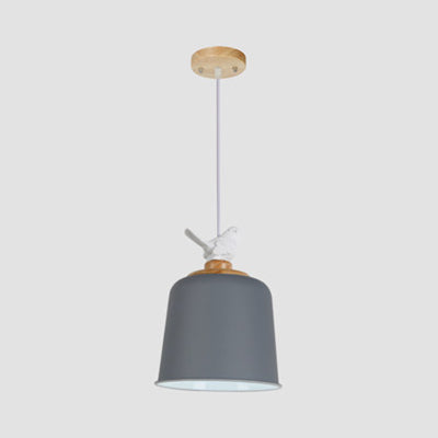 Contemporary Empire Shade Hanging Light with Bird Aluminum 1 Bulb Pendant Lamp for Porch Grey Clearhalo 'Ceiling Lights' 'Modern Pendants' 'Modern' 'Pendant Lights' 'Pendants' Lighting' 127113