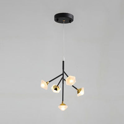 Metal & Acrylic Flower Chandelier Kitchen Dining Room 5 Lights Modern G4 Pendant Light Black Clearhalo 'Ceiling Lights' 'Modern Pendants' 'Modern' 'Pendant Lights' 'Pendants' Lighting' 127126