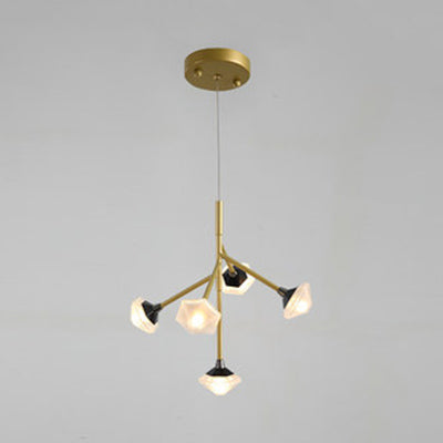 Metal & Acrylic Flower Chandelier Kitchen Dining Room 5 Lights Modern G4 Pendant Light Gold Clearhalo 'Ceiling Lights' 'Modern Pendants' 'Modern' 'Pendant Lights' 'Pendants' Lighting' 127128