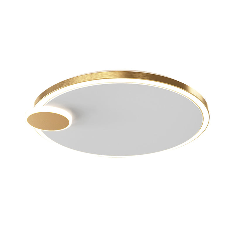 Black/Gold Round Flush Lamp Simple LED Metallic Flush Ceiling Light in Warm/White Light, 16"/19.5" Dia Clearhalo 'Ceiling Lights' 'Close To Ceiling Lights' 'Close to ceiling' 'Flush mount' Lighting' 1272355