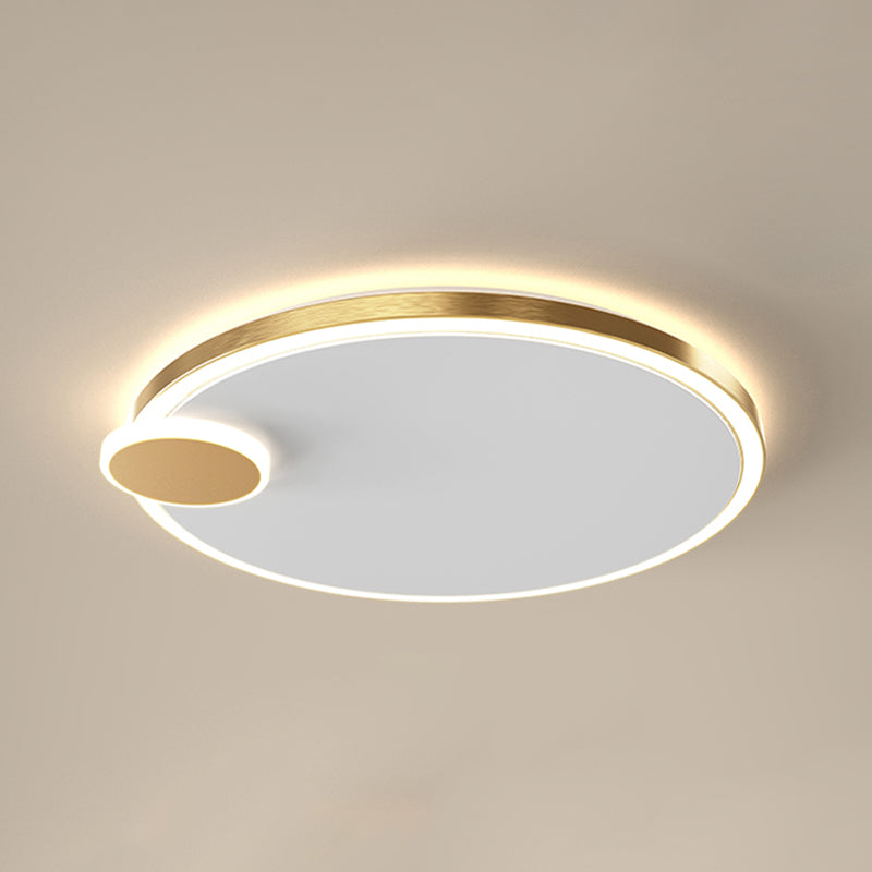 Black/Gold Round Flush Lamp Simple LED Metallic Flush Ceiling Light in Warm/White Light, 16"/19.5" Dia Clearhalo 'Ceiling Lights' 'Close To Ceiling Lights' 'Close to ceiling' 'Flush mount' Lighting' 1272356