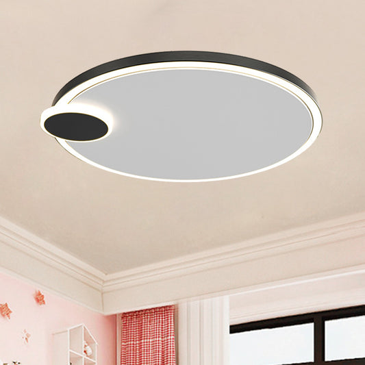 Black/Gold Round Flush Lamp Simple LED Metallic Flush Ceiling Light in Warm/White Light, 16"/19.5" Dia Clearhalo 'Ceiling Lights' 'Close To Ceiling Lights' 'Close to ceiling' 'Flush mount' Lighting' 1272360