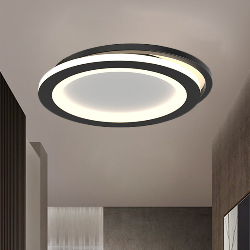 Simple Round/Square Ceiling Mounted Fixture Metal LED Hallway Flush Lighting in Black/Gold Clearhalo 'Ceiling Lights' 'Close To Ceiling Lights' 'Close to ceiling' 'Flush mount' Lighting' 1272368