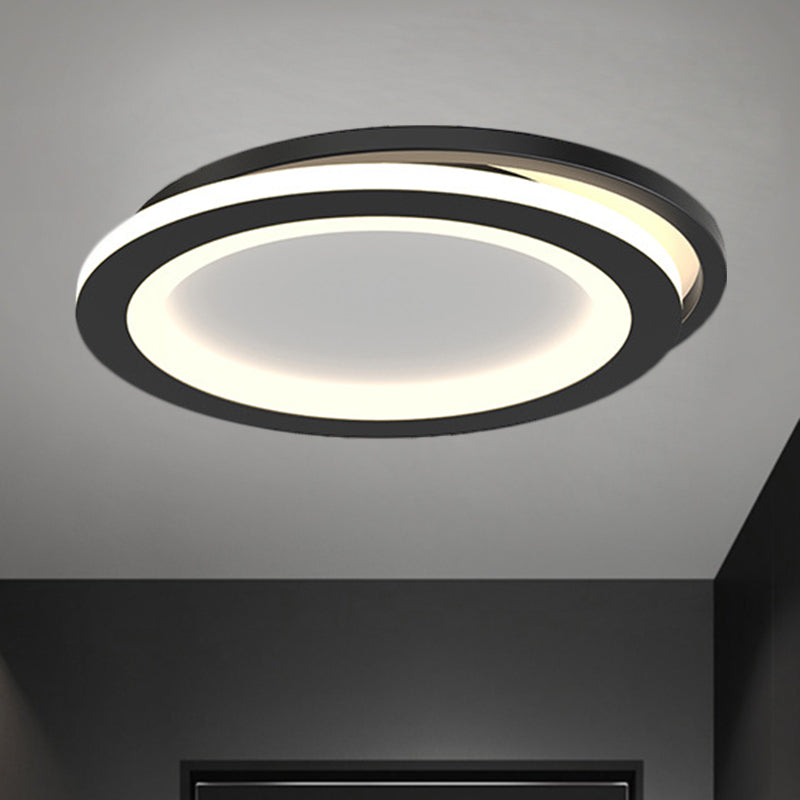 Simple Round/Square Ceiling Mounted Fixture Metal LED Hallway Flush Lighting in Black/Gold Clearhalo 'Ceiling Lights' 'Close To Ceiling Lights' 'Close to ceiling' 'Flush mount' Lighting' 1272369