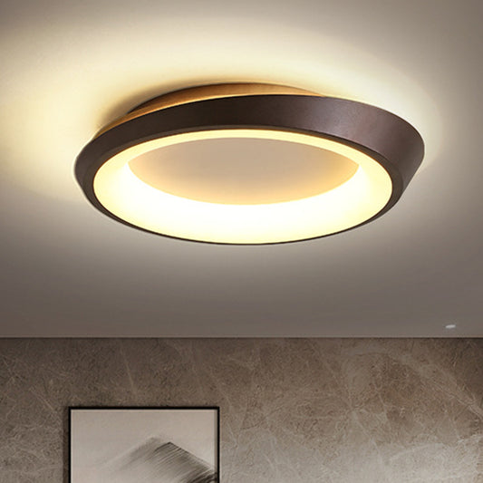 Round Bedroom Flush Mounted Light Metallic LED Modernist Flush Lamp Fixture in Gold/Coffee, Warm/White Light Coffee Clearhalo 'Ceiling Lights' 'Close To Ceiling Lights' 'Close to ceiling' 'Flush mount' Lighting' 1272384