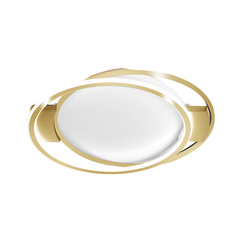 Gold Dual Ring Flush Lighting Minimalism LED Metallic Flush Mount Lamp in Warm/White Light Clearhalo 'Ceiling Lights' 'Close To Ceiling Lights' 'Close to ceiling' 'Flush mount' Lighting' 1272390