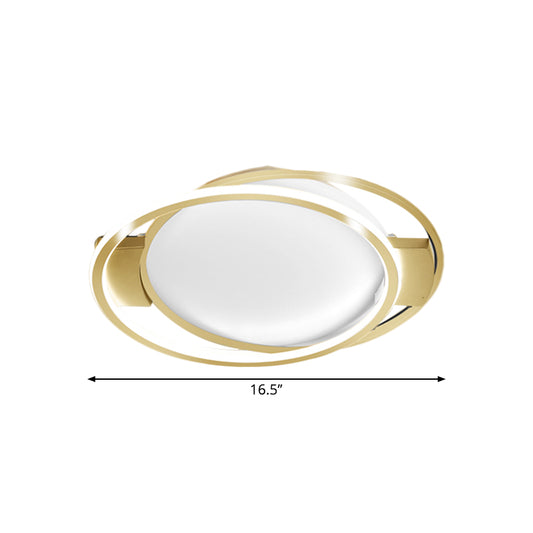 Gold Dual Ring Flush Lighting Minimalism LED Metallic Flush Mount Lamp in Warm/White Light Clearhalo 'Ceiling Lights' 'Close To Ceiling Lights' 'Close to ceiling' 'Flush mount' Lighting' 1272391