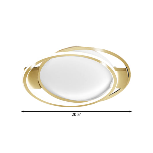 Gold Dual Ring Flush Lighting Minimalism LED Metallic Flush Mount Lamp in Warm/White Light Clearhalo 'Ceiling Lights' 'Close To Ceiling Lights' 'Close to ceiling' 'Flush mount' Lighting' 1272392