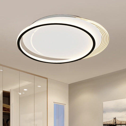 Metallic Circle Flush Mount Minimalism LED Black-White Ceiling Flush in Warm/White Light for Bedroom Black-White Clearhalo 'Ceiling Lights' 'Close To Ceiling Lights' 'Close to ceiling' 'Flush mount' Lighting' 1272393