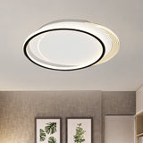 Metallic Circle Flush Mount Minimalism LED Black-White Ceiling Flush in Warm/White Light for Bedroom Clearhalo 'Ceiling Lights' 'Close To Ceiling Lights' 'Close to ceiling' 'Flush mount' Lighting' 1272394