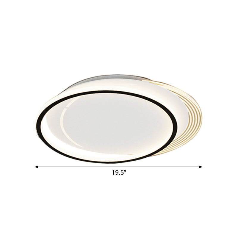 Metallic Circle Flush Mount Minimalism LED Black-White Ceiling Flush in Warm/White Light for Bedroom Clearhalo 'Ceiling Lights' 'Close To Ceiling Lights' 'Close to ceiling' 'Flush mount' Lighting' 1272396