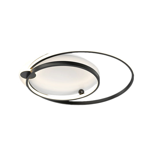 Dual Hoop Metal Ceiling Flush Modernism Black/Gold LED Flush Mount in Warm/White Light, 18"/21.5" W Clearhalo 'Ceiling Lights' 'Close To Ceiling Lights' 'Close to ceiling' 'Flush mount' Lighting' 1272405