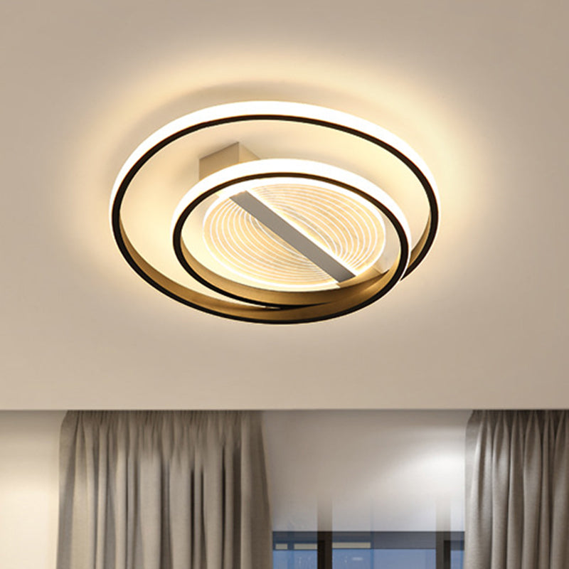 Dual Ring Flush Light Fixture Simplicity Metal White and Gold LED Flush Mounted Lamp in Warm/White Light, 16"/19.5" W Clearhalo 'Ceiling Lights' 'Close To Ceiling Lights' 'Close to ceiling' 'Flush mount' Lighting' 1272407