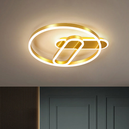 Gold Ring Ceiling Flush Mount Modern 18"/21.5" Dia LED Metal Flush Lighting in Warm/White Light Gold Clearhalo 'Ceiling Lights' 'Close To Ceiling Lights' 'Close to ceiling' 'Flush mount' Lighting' 1272443