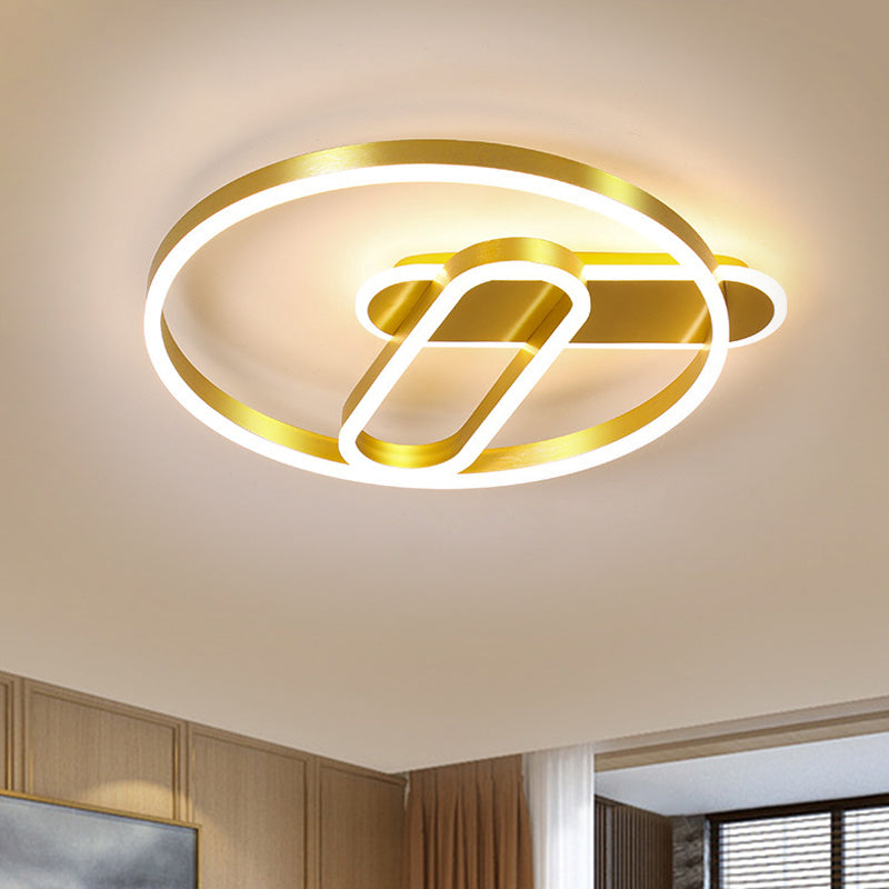 Gold Ring Ceiling Flush Mount Modern 18"/21.5" Dia LED Metal Flush Lighting in Warm/White Light Clearhalo 'Ceiling Lights' 'Close To Ceiling Lights' 'Close to ceiling' 'Flush mount' Lighting' 1272444