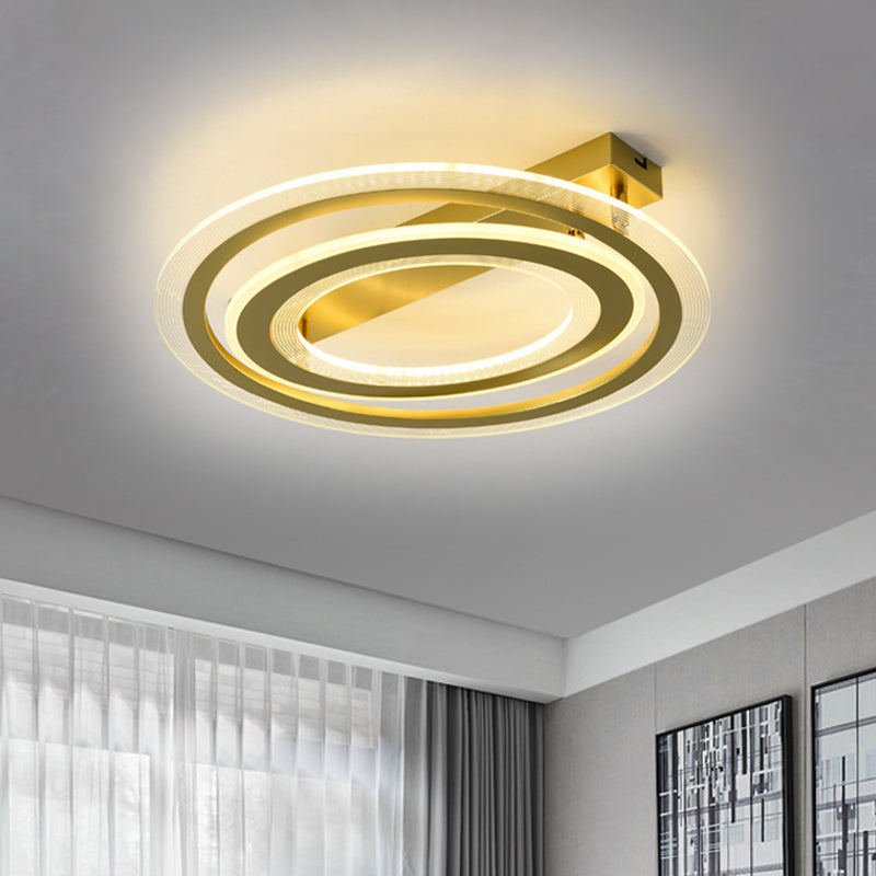 Metal Dual Ring Flush Lamp Simplicity LED Ceiling Mounted Light in Gold for Bedroom, 16"/19.5" W Gold Clearhalo 'Ceiling Lights' 'Close To Ceiling Lights' 'Close to ceiling' 'Flush mount' Lighting' 1272448