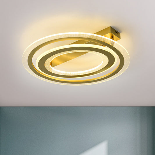 Metal Dual Ring Flush Lamp Simplicity LED Ceiling Mounted Light in Gold for Bedroom, 16"/19.5" W Clearhalo 'Ceiling Lights' 'Close To Ceiling Lights' 'Close to ceiling' 'Flush mount' Lighting' 1272449