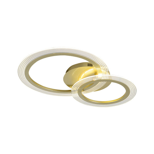 Dual Ring Bedroom Flush Lamp Fixture Metallic 16"/18" Wide LED Modern Flush Ceiling Light in Gold Clearhalo 'Ceiling Lights' 'Close To Ceiling Lights' 'Close to ceiling' 'Flush mount' Lighting' 1272460