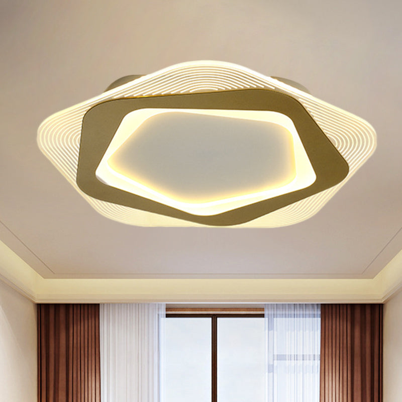 Metal Hexagon/Pentagon Flush Mount Modernism 18"/21.5" Width LED Flushmount Ceiling Light in Gold for Parlour Gold Pentagon Clearhalo 'Ceiling Lights' 'Close To Ceiling Lights' 'Close to ceiling' 'Flush mount' Lighting' 1272477