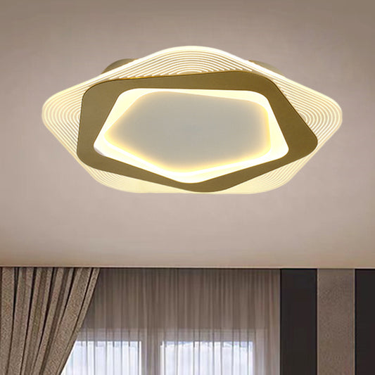 Metal Hexagon/Pentagon Flush Mount Modernism 18"/21.5" Width LED Flushmount Ceiling Light in Gold for Parlour Clearhalo 'Ceiling Lights' 'Close To Ceiling Lights' 'Close to ceiling' 'Flush mount' Lighting' 1272478