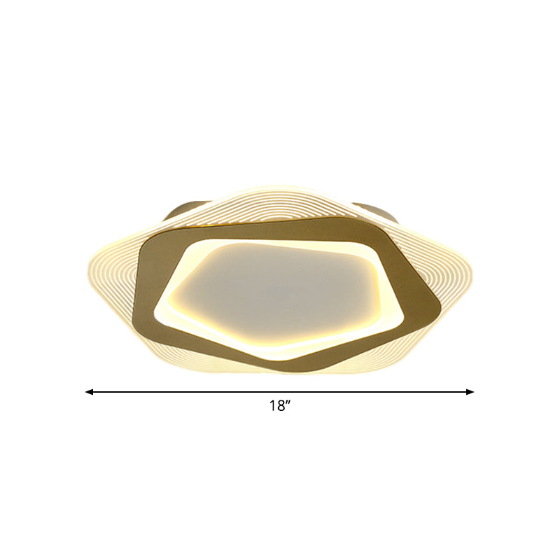 Metal Hexagon/Pentagon Flush Mount Modernism 18"/21.5" Width LED Flushmount Ceiling Light in Gold for Parlour Clearhalo 'Ceiling Lights' 'Close To Ceiling Lights' 'Close to ceiling' 'Flush mount' Lighting' 1272480