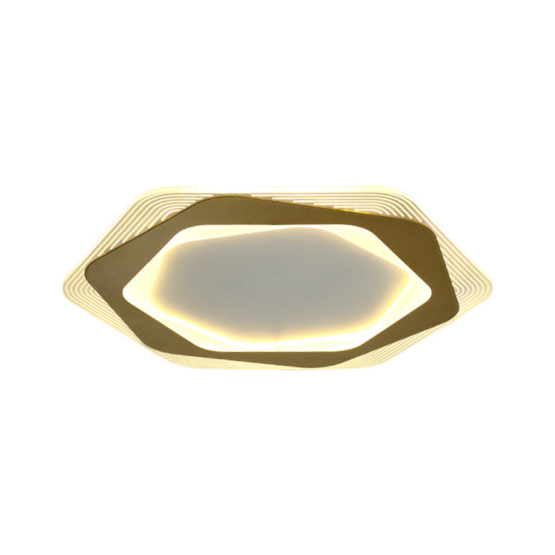 Metal Hexagon/Pentagon Flush Mount Modernism 18"/21.5" Width LED Flushmount Ceiling Light in Gold for Parlour Clearhalo 'Ceiling Lights' 'Close To Ceiling Lights' 'Close to ceiling' 'Flush mount' Lighting' 1272485